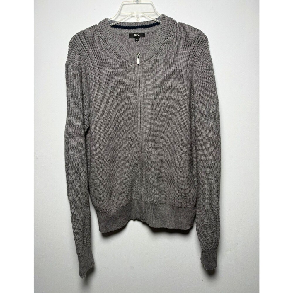 Uniqlo Men’s S Gray Solid Knit Full Zip Crew Neck Long Sleeve Cardigan